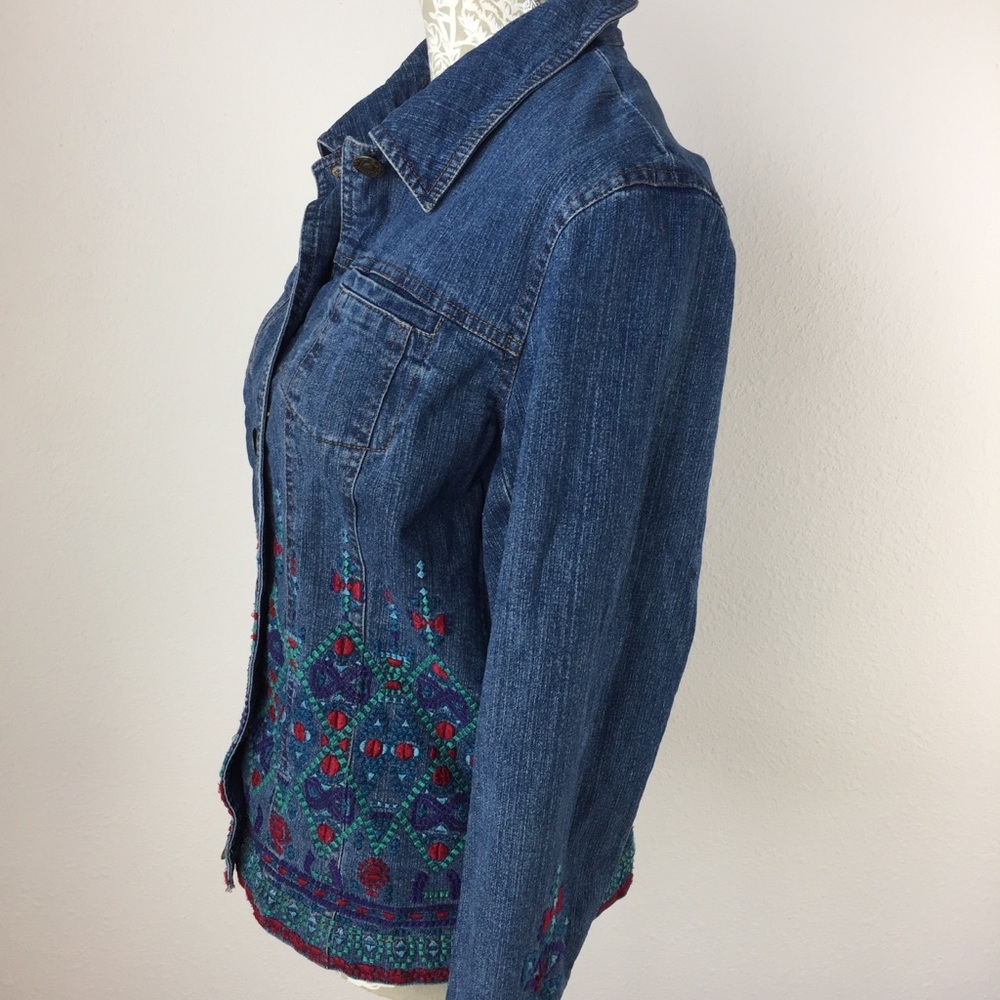 Coldwater Creek Embroidered Denim Jean Jacket Small Floral embellished - Picture 4 of 8